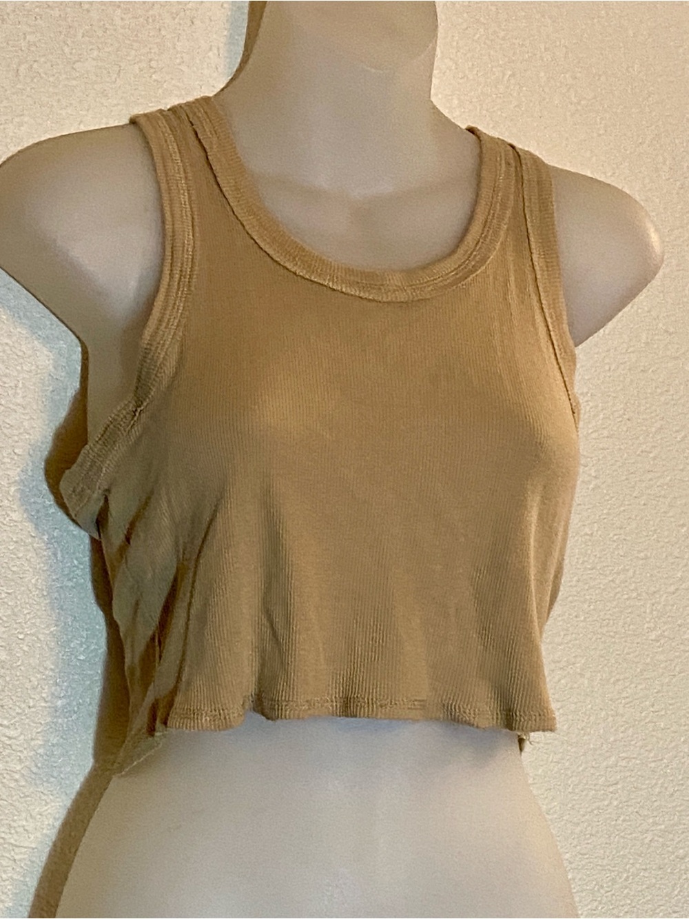 One Step Ahead Cropped Tank Top in Khaki
